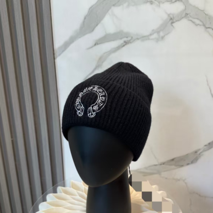 chrome hearts horseshoe knit beanie black